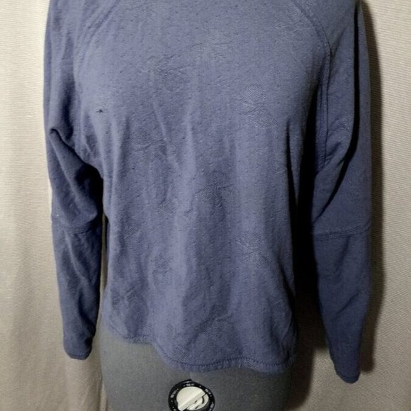Bows print Layered Sweatshirt Top M Blue crew neck Raglan Loose fit Lined - Picture 5 of 9